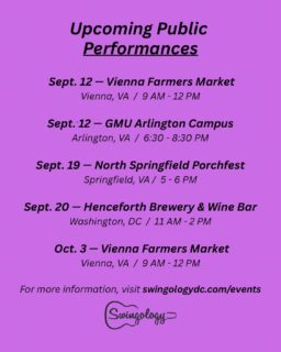 Please note the revised time for our set at the North Springfield Porchfest.  It will be a full afternoon of great musicians starting at 2 PM.  Swingology’s set will begin at 5 PM.